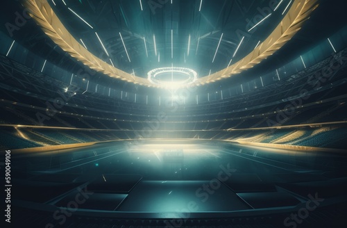 An interior of an arena. Generative AI.