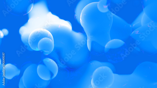 light blue smooth tender bubbles background - abstract 3D illustration