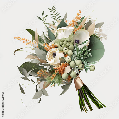 Brautstrauß aus verschiedenen Blumen (Erstellt durch KI-Tool)
