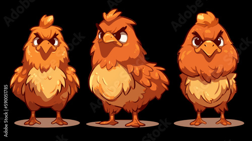 Chicken character, three poses