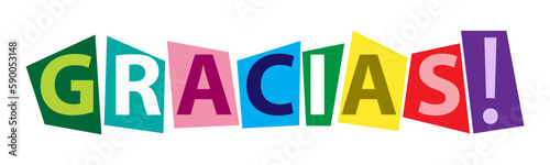 THANK YOU. Stylized vector inscription on the Spanish language for the banners and theme design