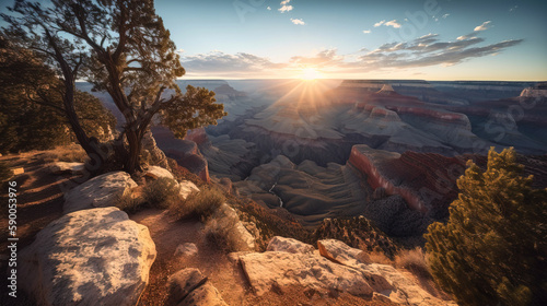Midjourney generated image of a majestic landscape at the Grand Canyon