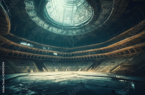 An interior of an arena. Generative AI.