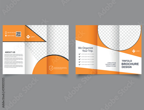 Orange Corporate brochure, trifold template design lyer report template.