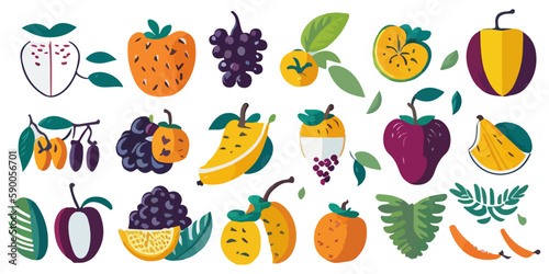 Geometric Fruit and Vegetable Illustration Series