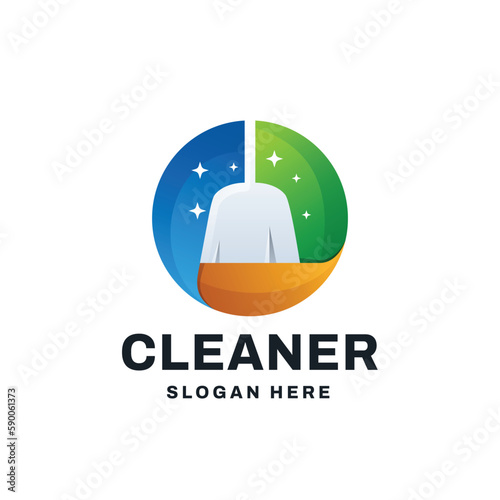 Cleaning Service Logo Vector Icon Illustration Gradient Style