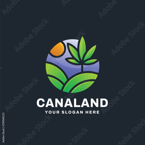 Cannabis Farm Logo Vector Icon Illustration