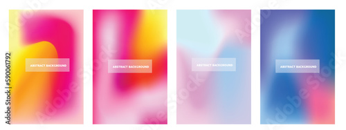 Fluid gradient background vector. Cute and minimal style posters with colorful, geometric shapes, stars and liquid color. Modern wallpaper design for social media, idol poster, banner, flyer.