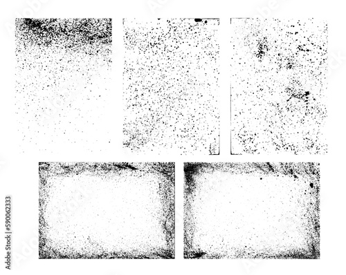 Colección de texturas de salpicaduras en formato A4, trazos reales hechos a mano, salpicaduras de pintura reales. Conjunto de trazos vectoriales en color negro con spray
