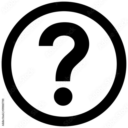 Question mark icon, black color line flat style circle design help symbol, FAQ or query sign vector graphic illustration, colorful buttons for web, app, mobile, label, stamp, sticker.