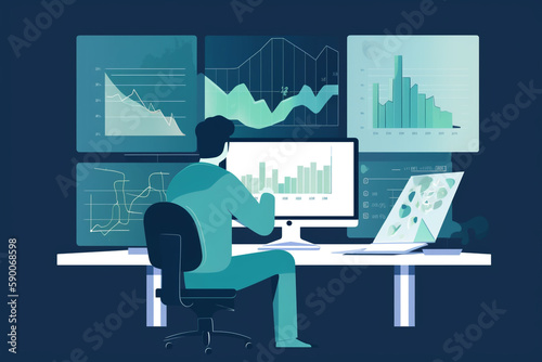analytes working on laptop, generative AI