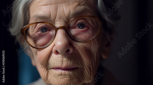 Portrait of elderly female doctor with smart look and kind eyes. Generative AI. High quality illustration