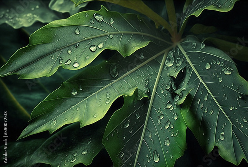 wet leaves texture. Generative AI, photo