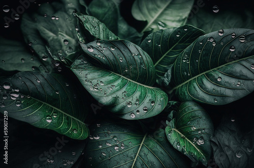 wet leaves texture. Generative AI, photo