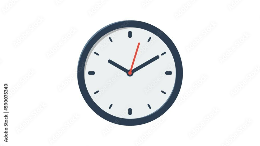 animated wall clock flat illustration isolated on white background animated wall clock flat illustration isolated on white background