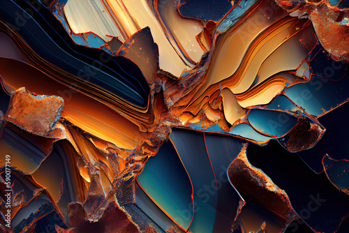 Abstract background from colored mica layers. Generative AI photo