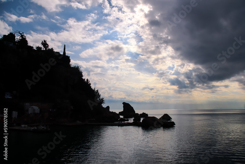 Backlit rocks and cliff during a sunny day in Antalya, Turkey
