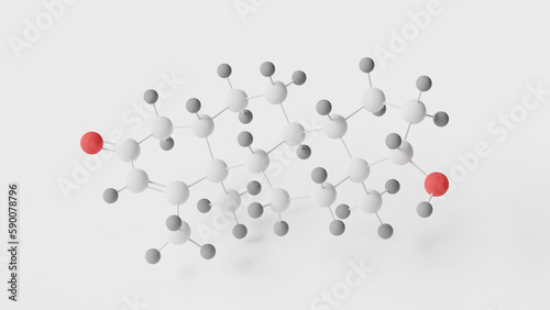 metenolone molecule 3d, molecular structure, ball and stick model, structural chemical formula methenolone