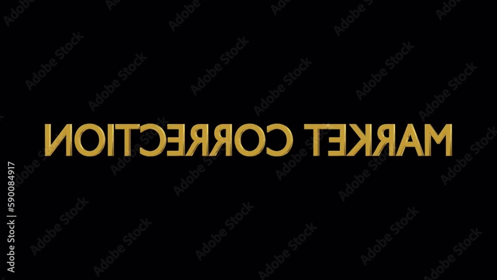 Animated rotating three dimensional golden text or word Market correction. Transparent background, loop able and isolated. Animated rotating three dimensional golden text or word Market correction. Transparent background, loop able and isolated.