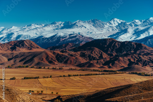 Autumn mountains landscape in Kyrgyzstan