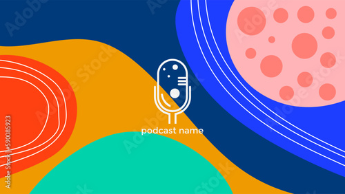 ABSTRACT TEMPLATE PODCAST MICROPHONE FLAT COLOR LIQUID DESIGN BACKGROUND VECTOR. GOOD FOR COVER DESIGN  BANNER  WEB SOCIAL MEDIA