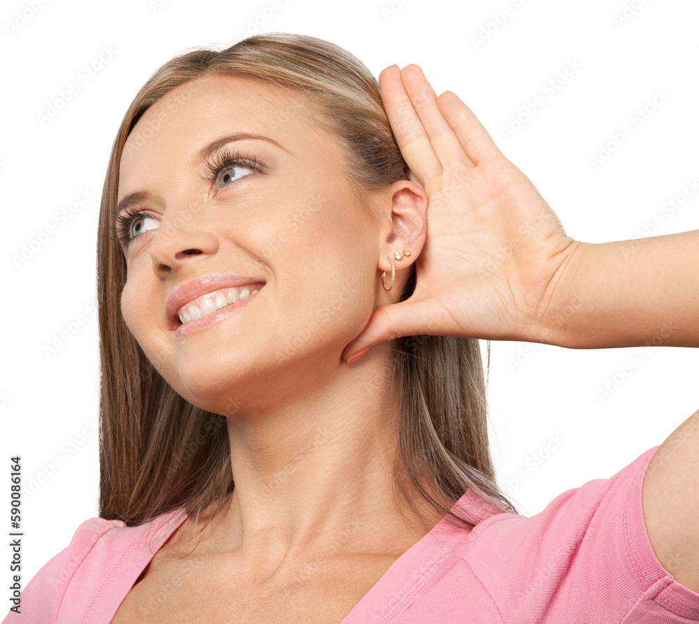 Portrait of a Woman Holding her Hand Near Ear Portrait of a Woman Holding her Hand Near Ear