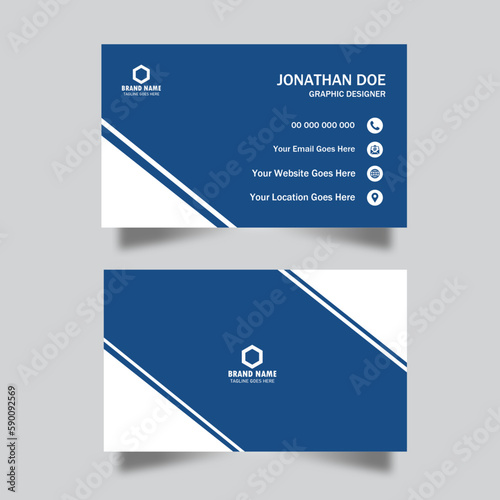 Blue corporate business card name card template horizontal simple clean layout design template. Creative and Clean Modern Business Card Template.