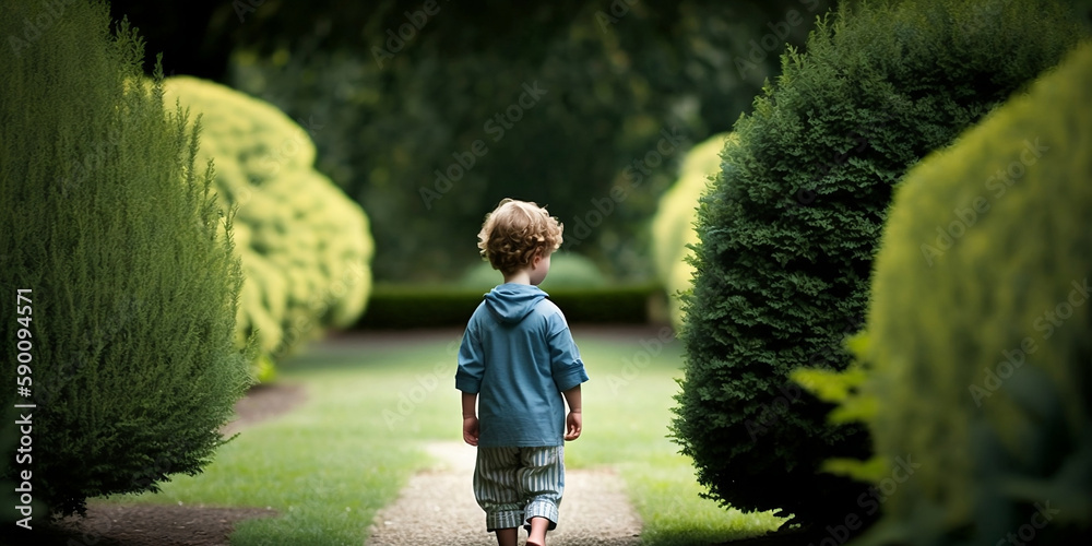 Fototapeta premium kid in a garden