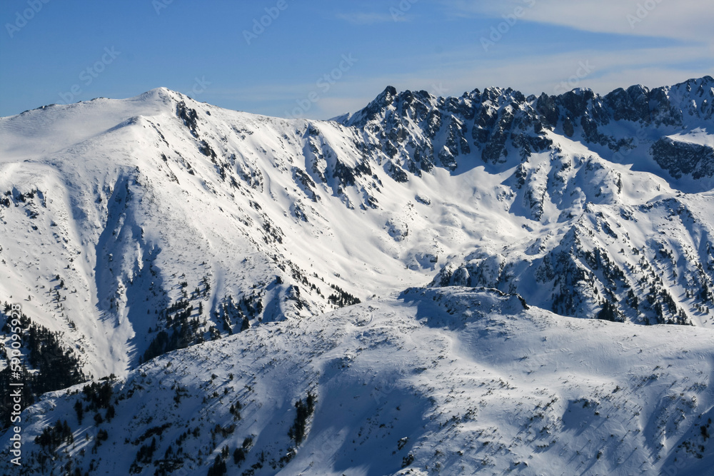 Winter view of Pirin Mountain from Todorka peak, Bulgaria