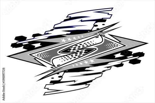 Design vector racing background with unique lines and a mix of grayscale, black, white and gray colors, perfect for your wrapping designs
