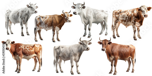 Cow set over png background created with Ai