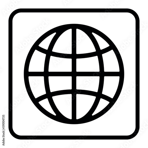 Icon of a globe, earth with meridians and parallels. Vector on white background