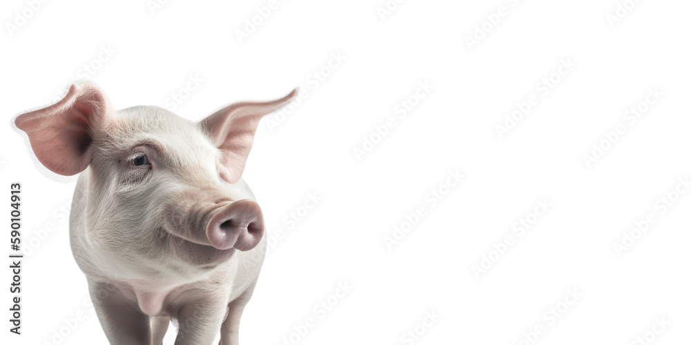 Funny pig over png background created with Ai