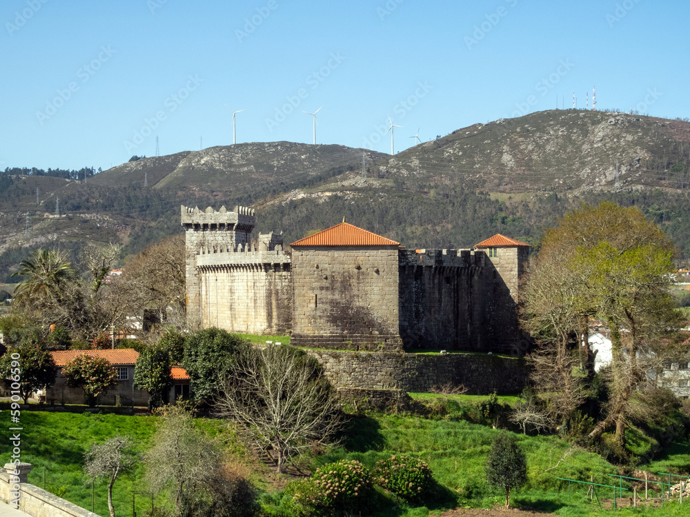 Vista del castillo de Vimianzo (siglos XIII-XV). A Coruña, Galicia, España.