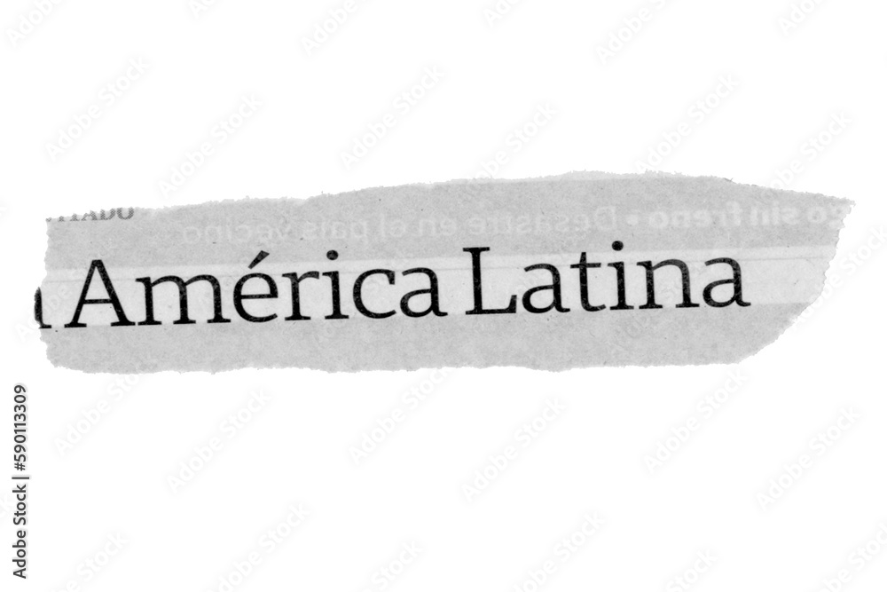 Recortes de periódico en español. Palabras en español. Newspaper scraps