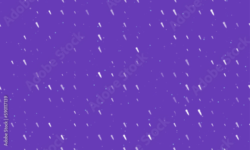 Seamless background pattern of evenly spaced white falling rocket symbols of different sizes and opacity. Vector illustration on deep purple background with stars