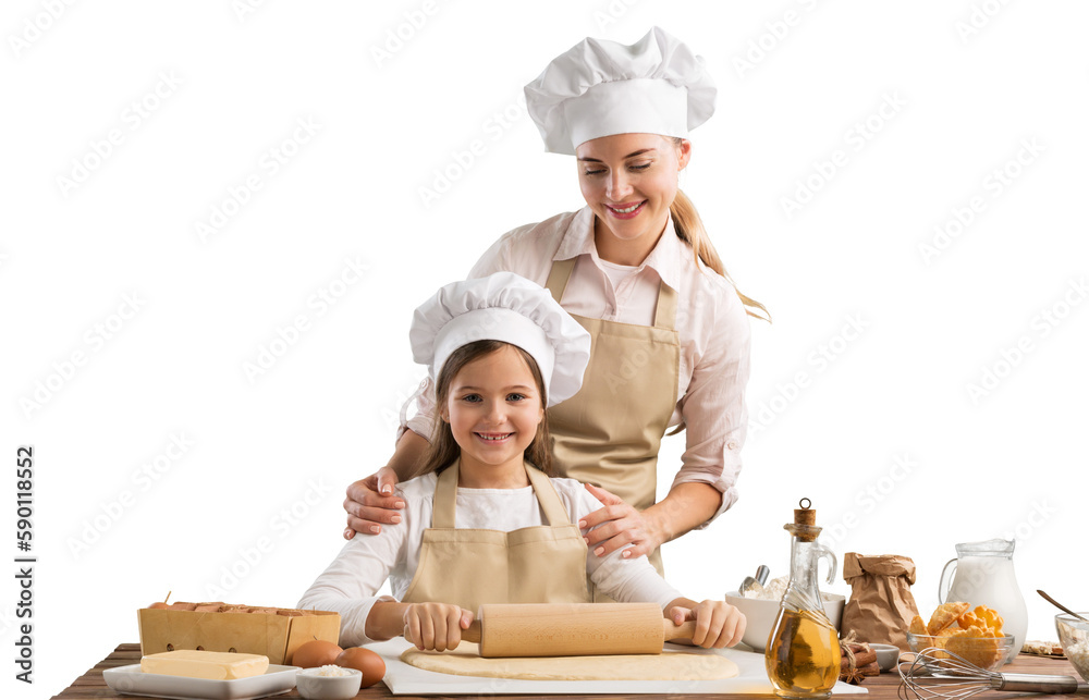 The beautiful young mother and her little daughter cooking The beautiful young mother and her little daughter cooking