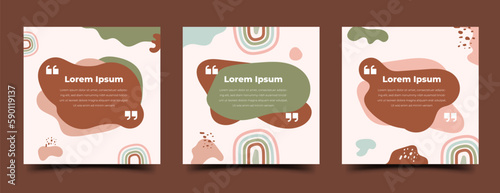 Set of Quote social media post template with Boho style drawing