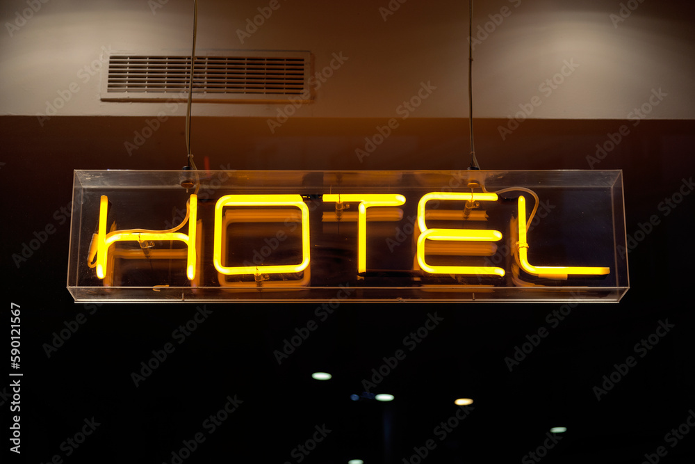 Obraz premium Hotel - Neon light