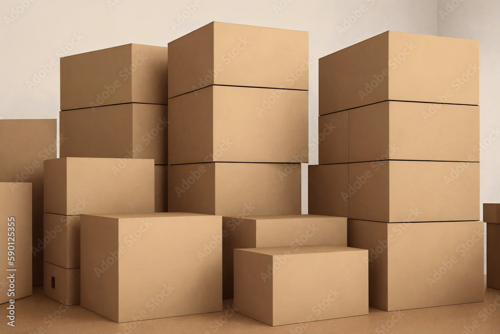 A bunch of cardboard boxes. Generative AI. A bunch of cardboard boxes. Generative AI.