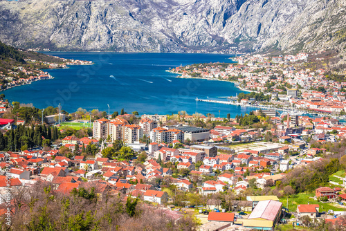 Boka Kotorska and town of Kotor panoramic view