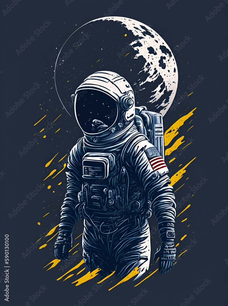 Astronaut on the Moon. AI generated illustration