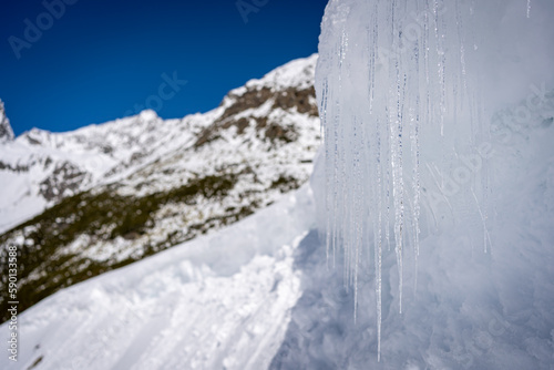 Icicles in the Austrian mountains 