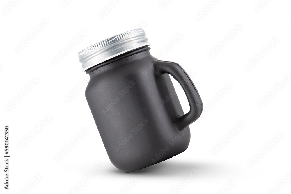 Black glass scented candle jar mockup isolated on white background Black glass scented candle jar mockup isolated on white background