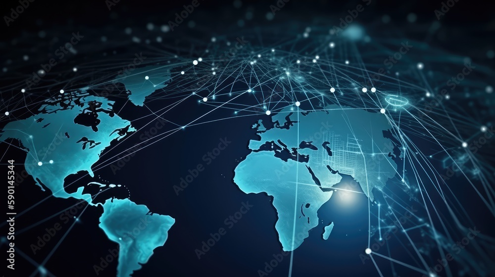 A hologram of the globe with neural networks. AI generated A hologram of the globe with neural networks. AI generated