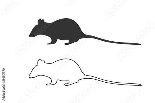 Mouse symbol icon. Mouse animal flat and line sign vector ilustration.