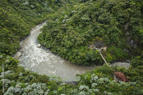 View of the valley of Rio Pastaza from  Mirador de Cristal over Pailon del Diablo at Banos, Tungurahua Province, Ecuador, South America
 photo