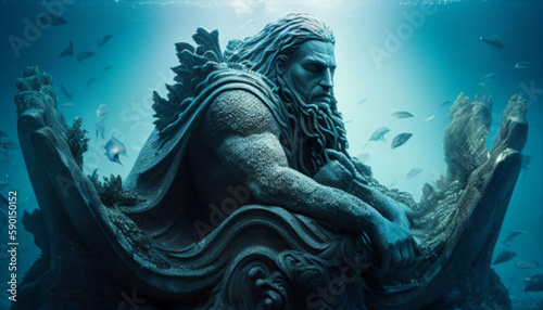Generative Ai, Statue of Zeus under the sea