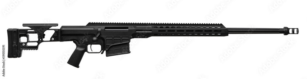 Large caliber sniper rifle. Long range weapon. Isolate on a white back. Large caliber sniper rifle. Long range weapon. Isolate on a white back.