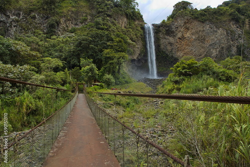 Waterfall Manto de la Novia at Rio Pastaza at Banos, Tungurahua Province, Ecuador, South America
